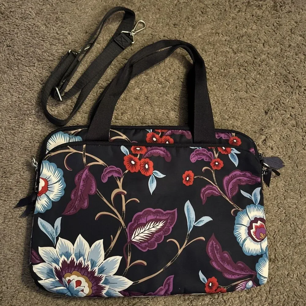 Vera Bradley Laptop Bag Mayfair In Bloom Electronic Case Shoulder Strap Zipper